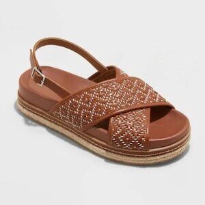 NEW Universal Thread Women's Elisa Platform Sandals - Cognac - Size 6.5